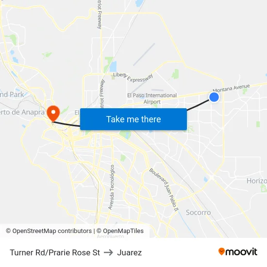 Turner Rd/Prarie Rose St to Juarez map