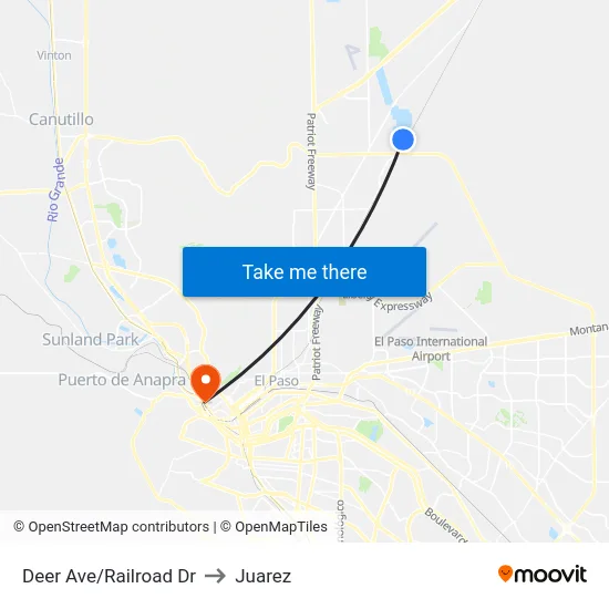 Deer Ave/Railroad Dr to Juarez map