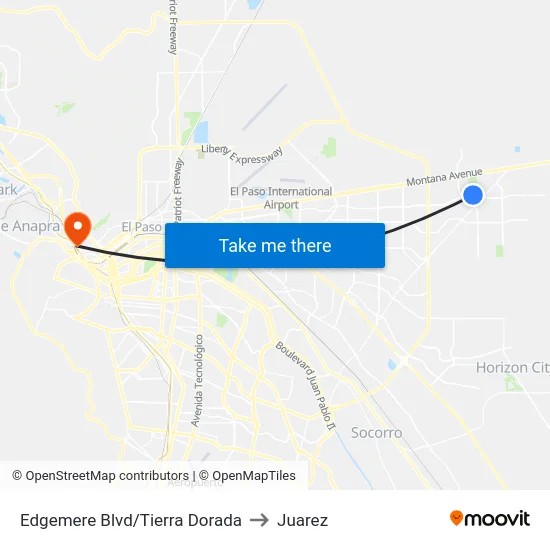 Edgemere Blvd/Tierra Dorada to Juarez map