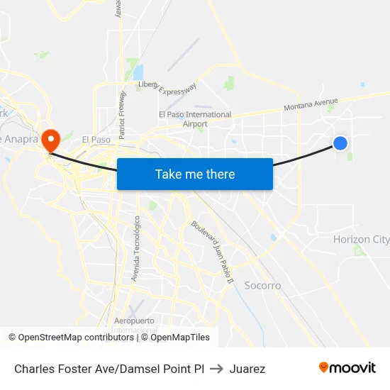 Charles Foster Ave/Damsel Point Pl to Juarez map