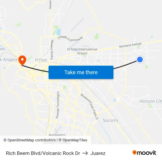 Rich Beem Blvd/Volcanic Rock Dr to Juarez map