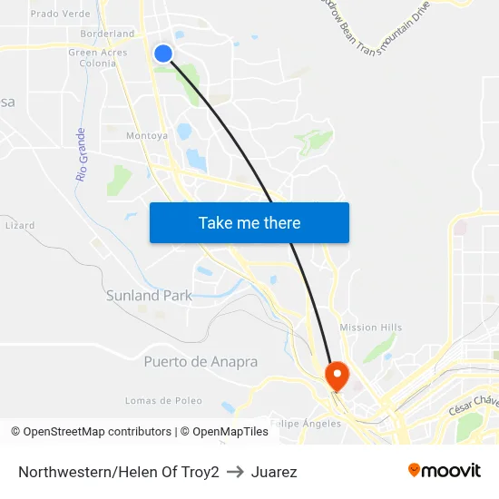 Northwestern/Helen Of Troy2 to Juarez map