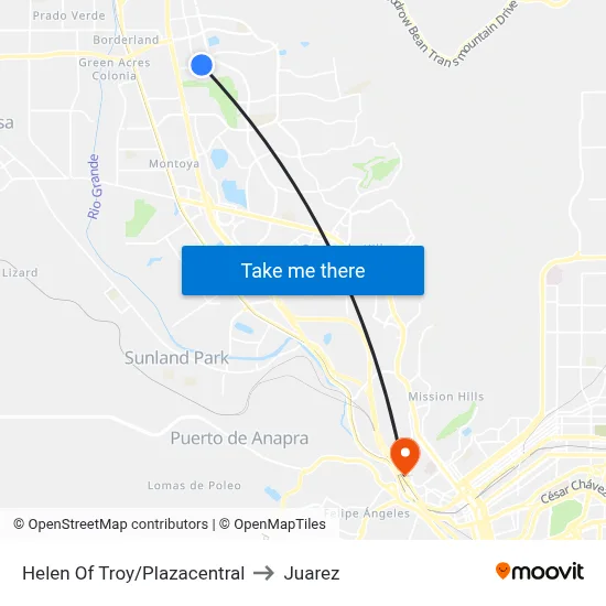 Helen Of Troy/Plazacentral to Juarez map
