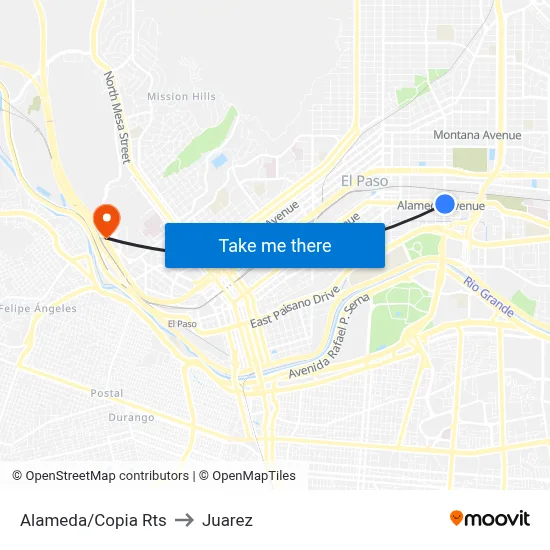 Alameda/Copia Rts to Juarez map