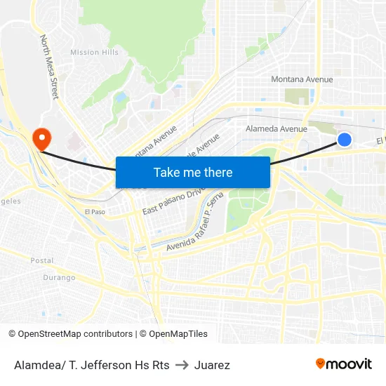 Alamdea/ T. Jefferson Hs Rts to Juarez map