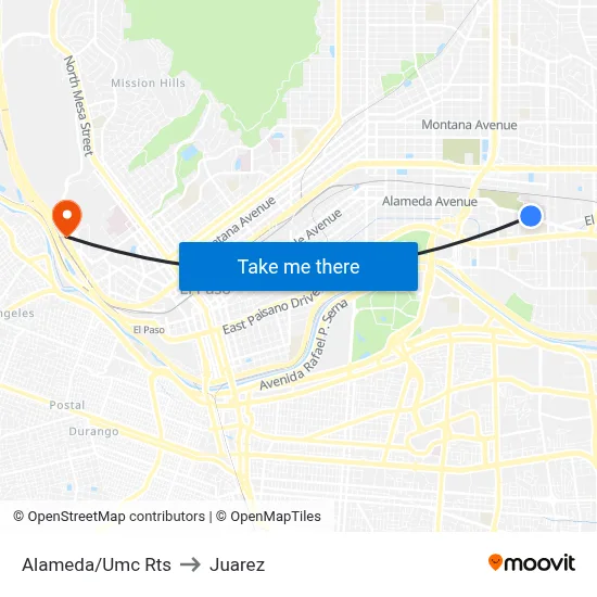 Alameda/Umc Rts to Juarez map