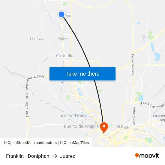 Franklin - Doniphan to Juarez map