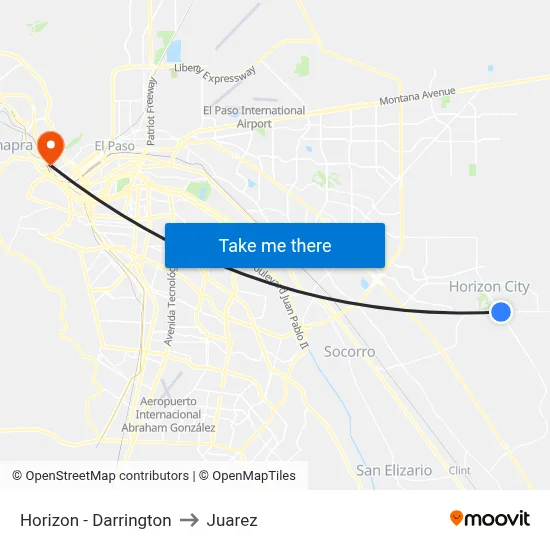 Horizon - Darrington to Juarez map