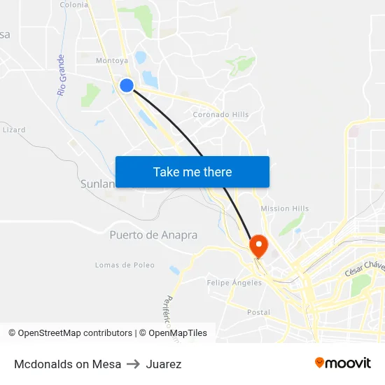 Mcdonalds on Mesa to Juarez map