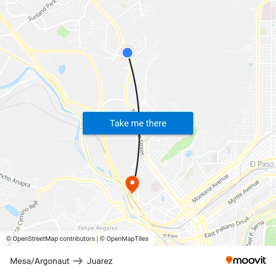 Mesa/Argonaut to Juarez map