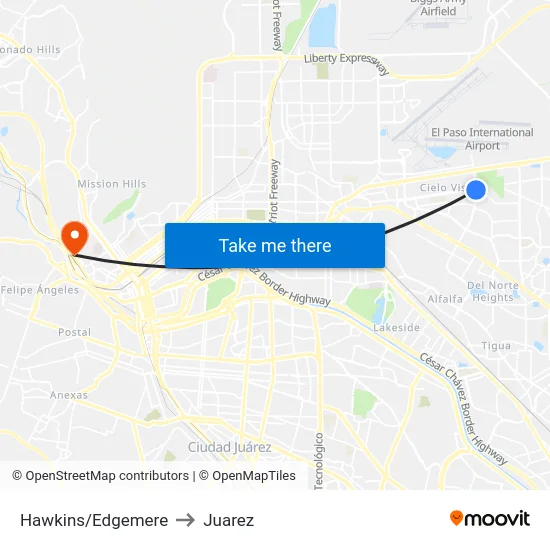 Hawkins/Edgemere to Juarez map