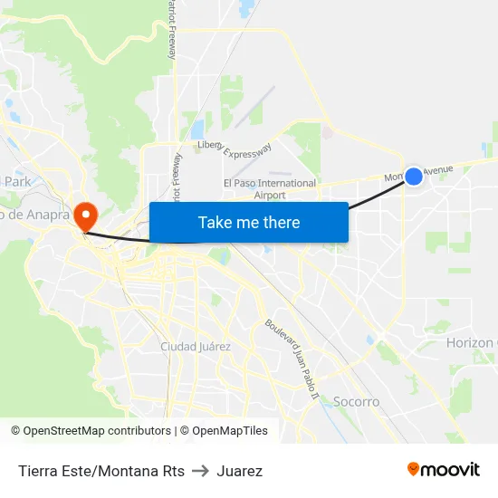 Tierra Este/Montana Rts to Juarez map