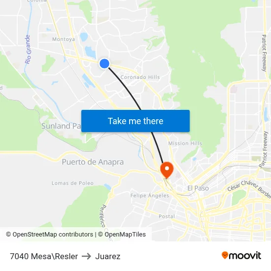 7040 Mesa\Resler to Juarez map