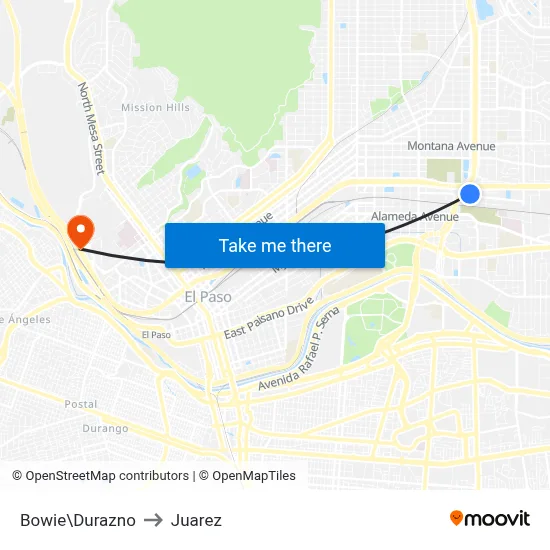 Bowie\Durazno to Juarez map