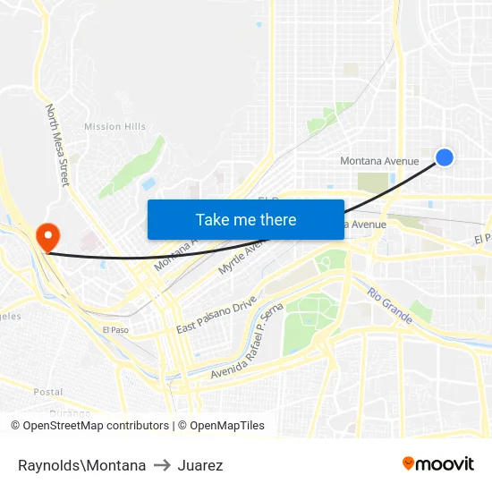 Raynolds\Montana to Juarez map