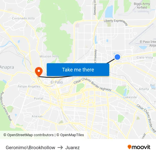 Geronimo\Brookhollow to Juarez map