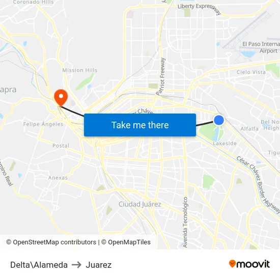 Delta\Alameda to Juarez map