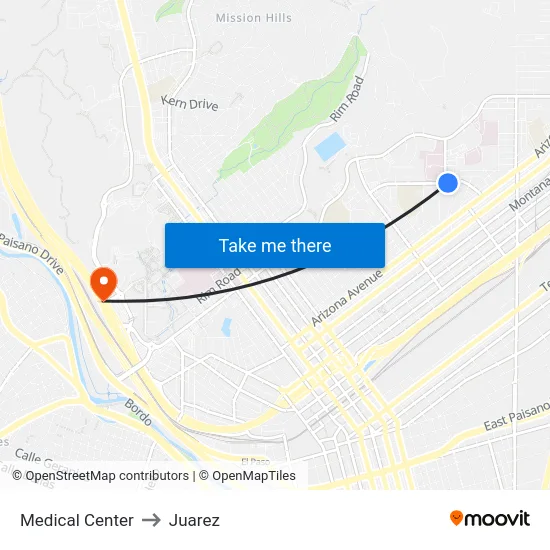 Medical Center to Juarez map