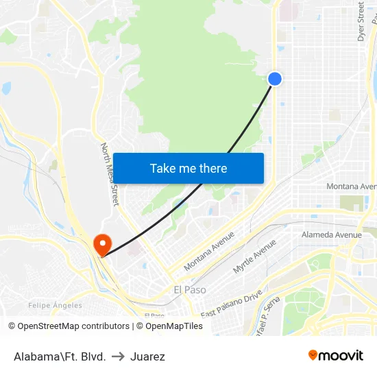 Alabama\Ft. Blvd. to Juarez map