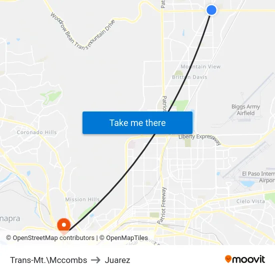 Trans-Mt.\Mccombs to Juarez map