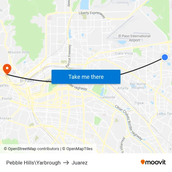 Pebble Hills\Yarbrough to Juarez map