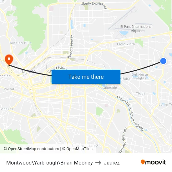 Montwood\Yarbrough\Brian Mooney to Juarez map