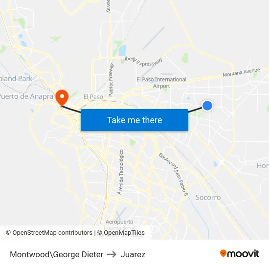 Montwood\George Dieter to Juarez map