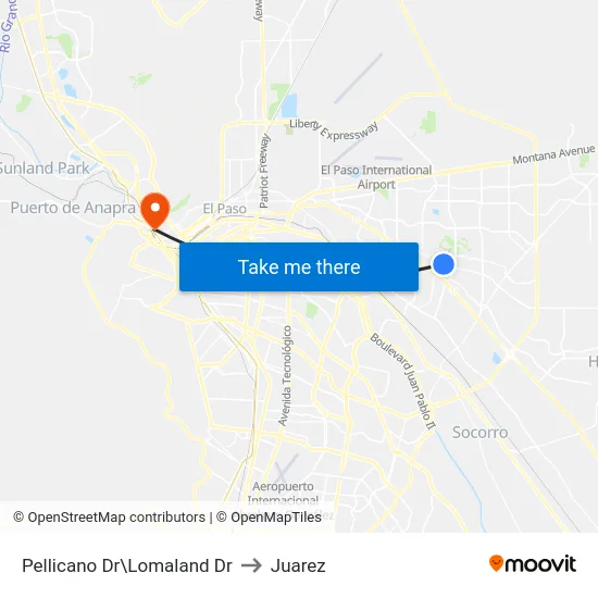Pellicano Dr\Lomaland Dr to Juarez map