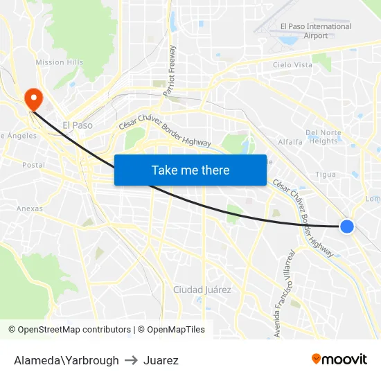 Alameda\Yarbrough to Juarez map