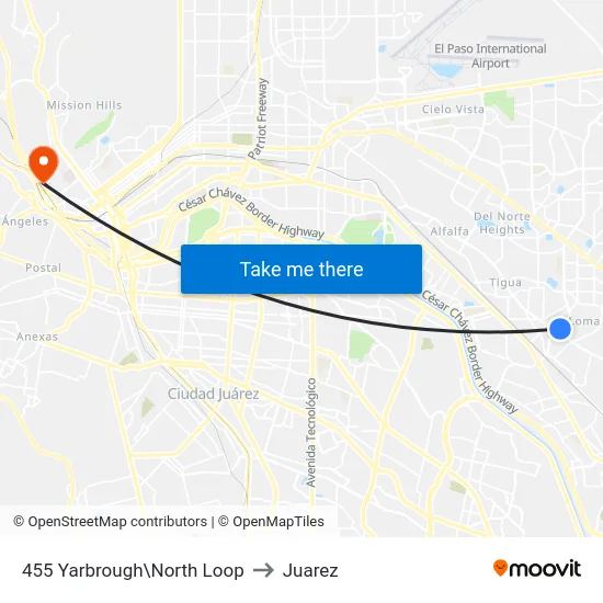 455 Yarbrough\North Loop to Juarez map