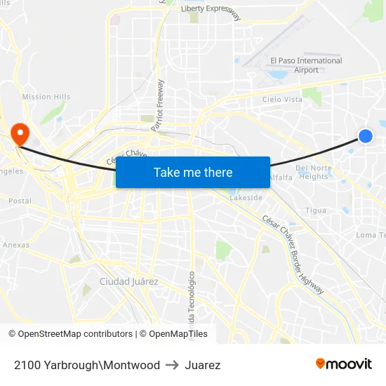 2100 Yarbrough\Montwood to Juarez map