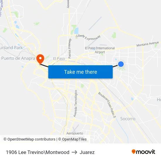 1906 Lee Trevino\Montwood to Juarez map