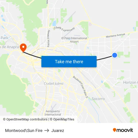 Montwood\Sun Fire to Juarez map