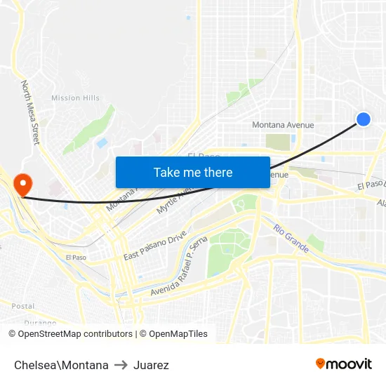 Chelsea\Montana to Juarez map