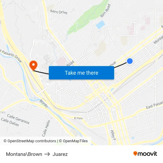 Montana\Brown to Juarez map