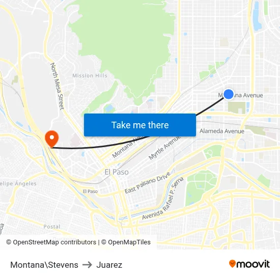 Montana\Stevens to Juarez map