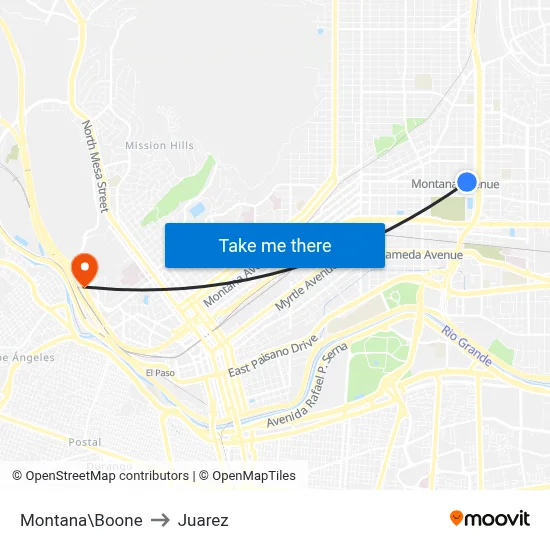 Montana\Boone to Juarez map