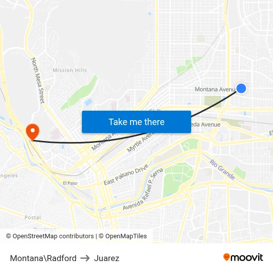 Montana\Radford to Juarez map