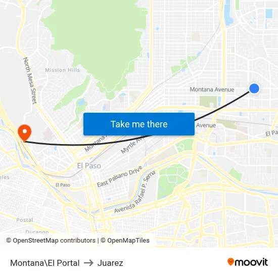 Montana\El Portal to Juarez map