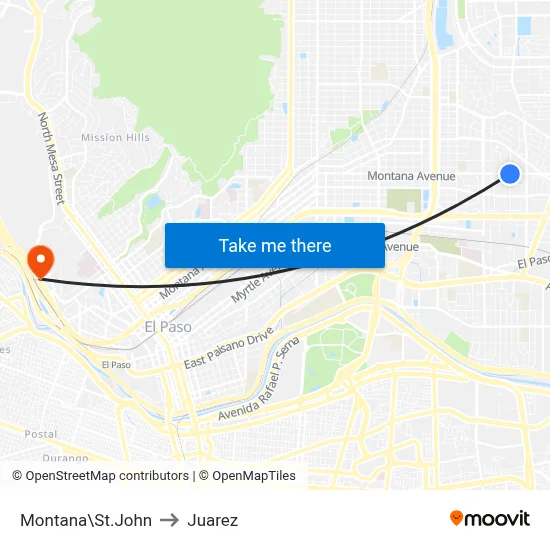Montana\St.John to Juarez map