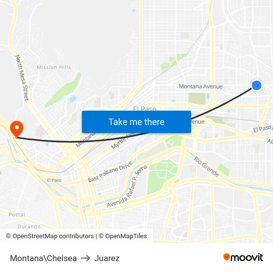Montana\Chelsea to Juarez map