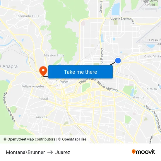 Montana\Brunner to Juarez map