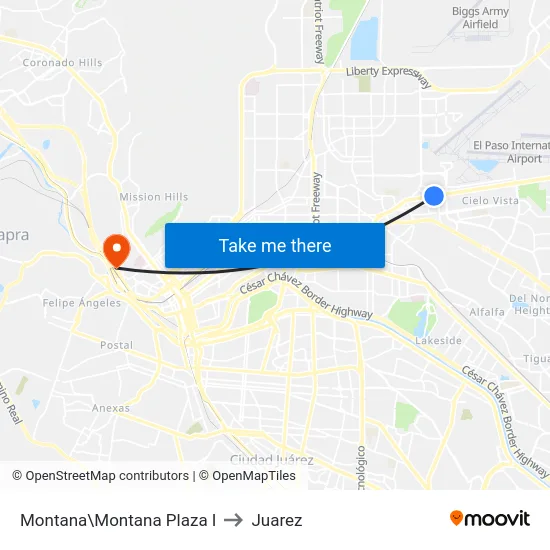 Montana\Montana Plaza I to Juarez map