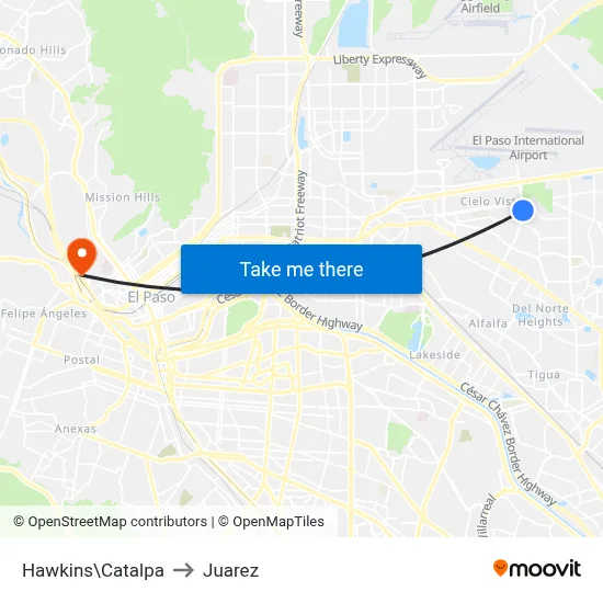 Hawkins\Catalpa to Juarez map