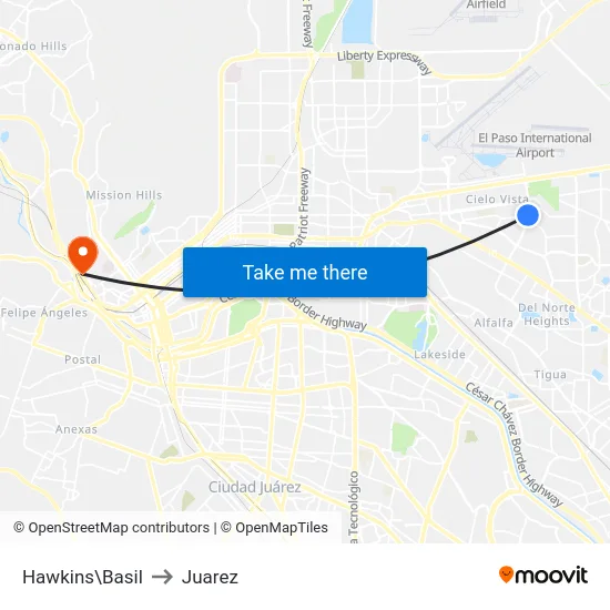Hawkins\Basil to Juarez map