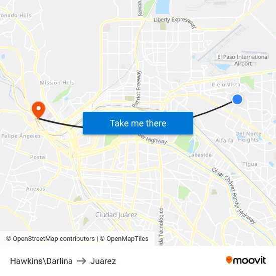 Hawkins\Darlina to Juarez map