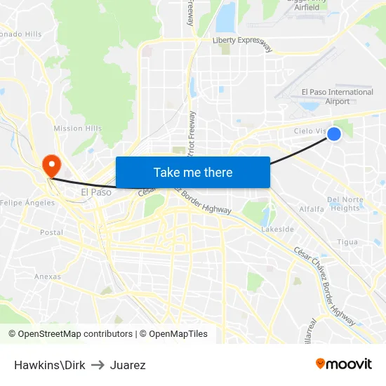 Hawkins\Dirk to Juarez map