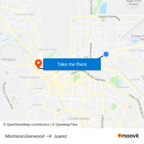 Montana\Glenwood to Juarez map