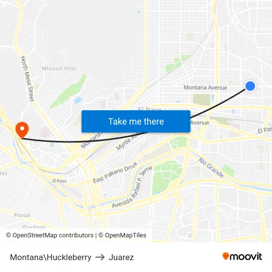 Montana\Huckleberry to Juarez map