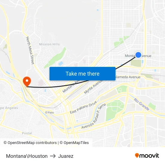 Montana\Houston to Juarez map